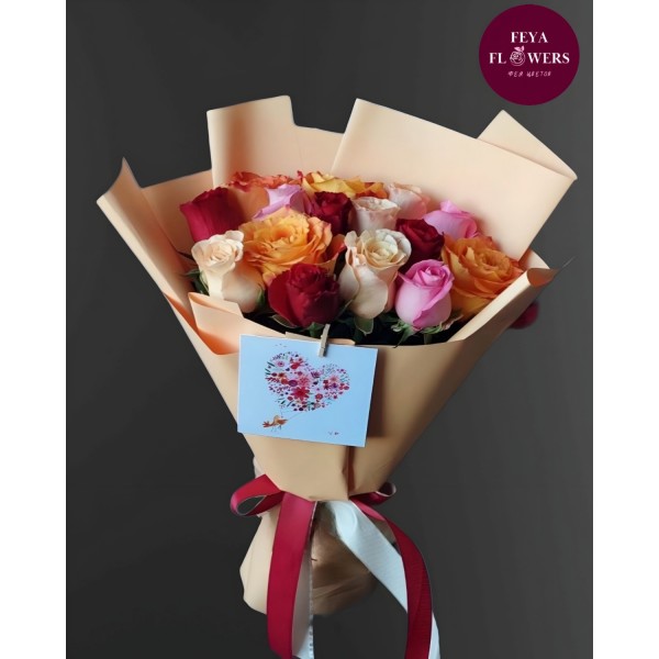 15 микс раушан гүл шоғы